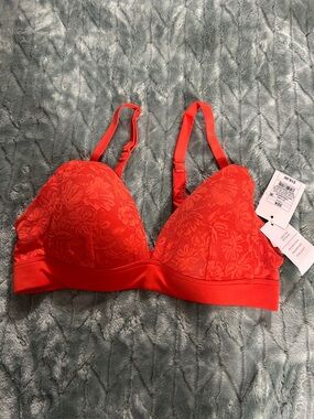 Auden Orange Lace Wireless Bra